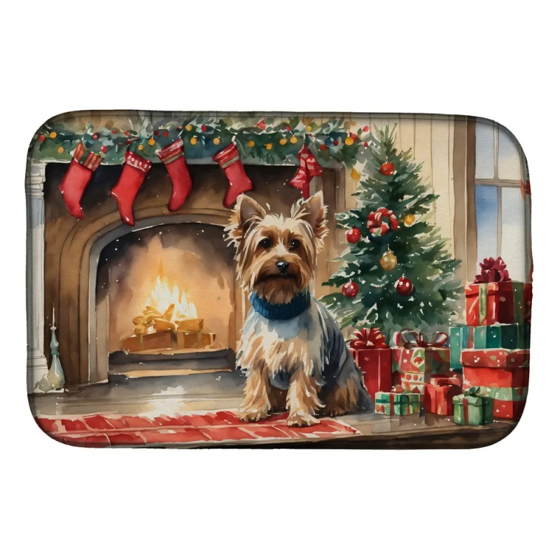 Silky Terrier Cozy Christmas Dish Drying Mat Absorbent Dish Drying Mat Pad for Kitchen Counter Dish Drainer Mat for Countertop, 14 x 21", Multico (Option: Default)