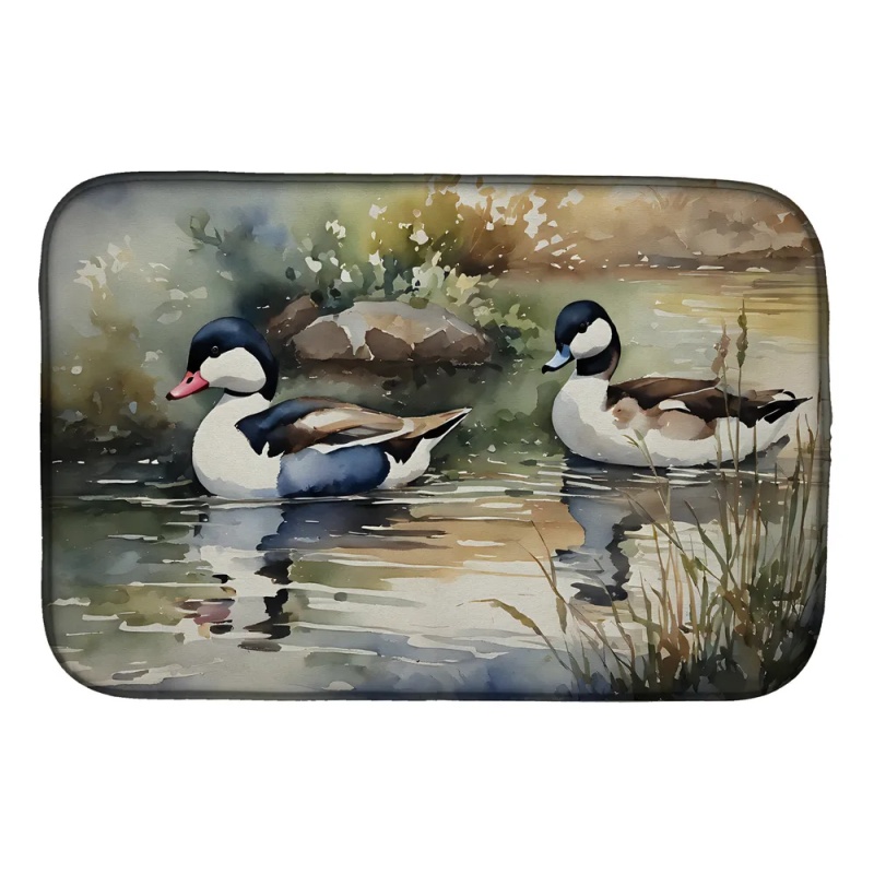 Bufflehead Dish Drying Mat Absorbent Dish Drying Mat Pad for Kitchen Counter Dish Drainer Mat for Countertop, 14 x 21", Multicolor (Option: Default)