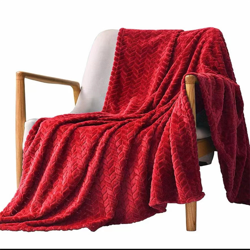 Solid Color Flannel Wheat Grain Blanket Children's Blankets (Option: Red-150x200cm)