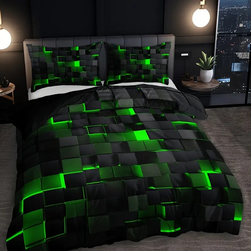 Abstract Grid Series Quilt Cover Digital Printing Bedding (Option: 5 Style-200 X220 Three Pieces)
