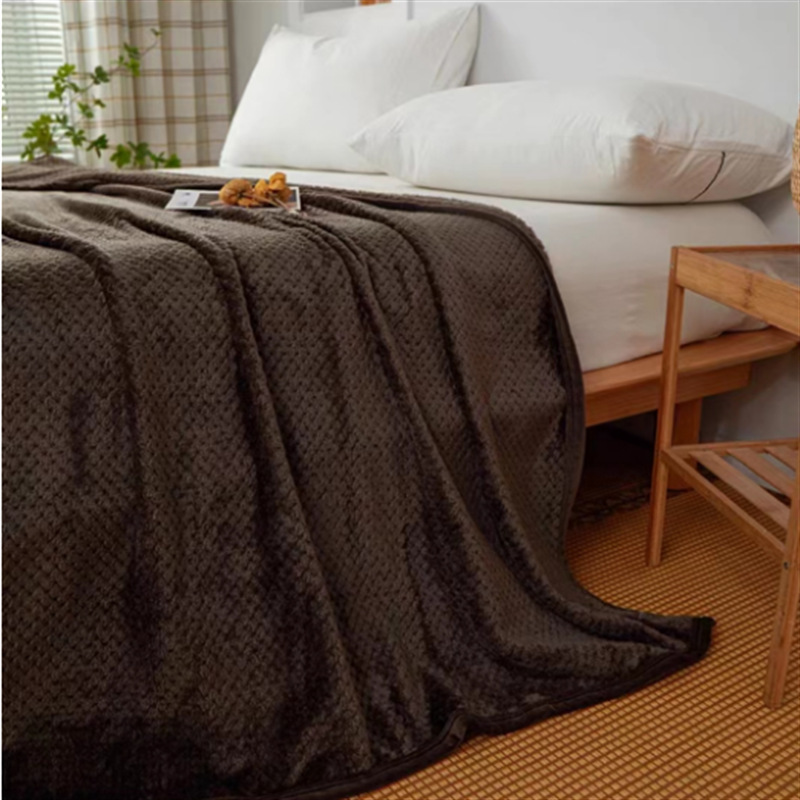 Solid Color Flannel Wheat Grain Blanket Children's Blankets (Option: Dark Coffee Color-180x200cm)